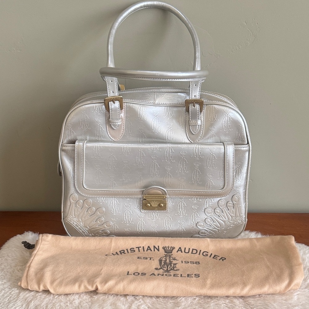 Christian Audigier Metallic Silver Satchel